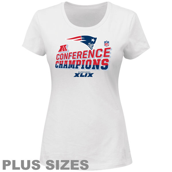 New England Patriots Majestic Women's 2014 AFC Champions Trophy Collection Locker Room Plus-Sized T-Shirt - White